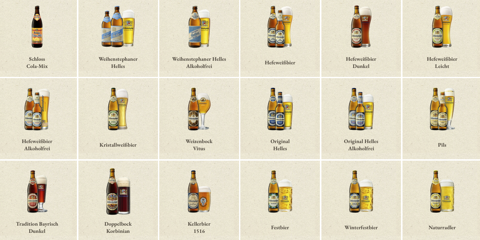 Weihenstephan（ヴァイエンシュテファン）のビールの種類