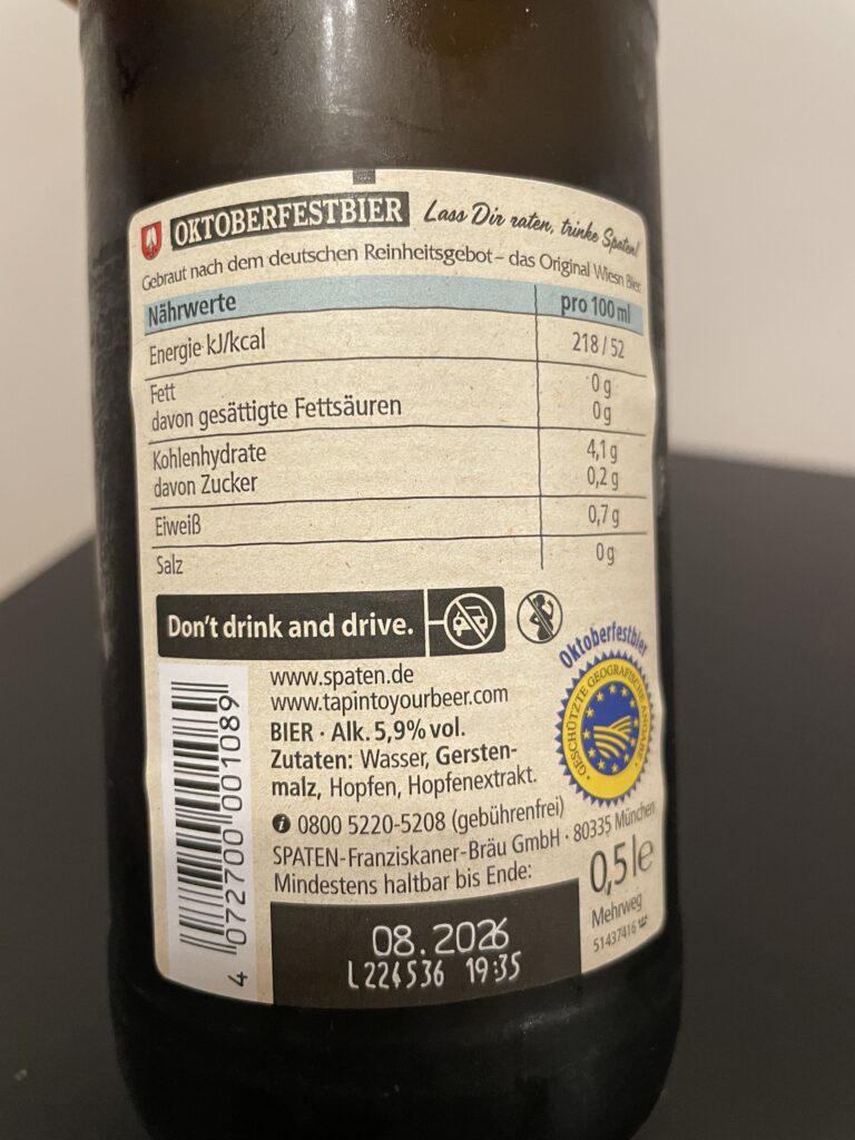 Spaten（シュパーテン）のフェストビア裏面