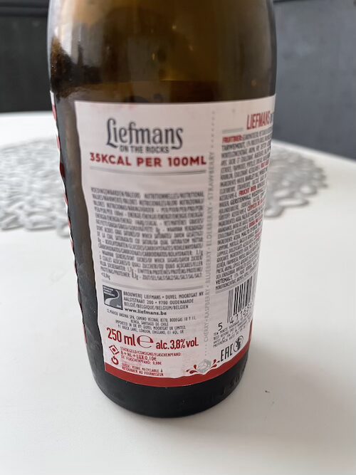 Liefmans (リーフマンス)フルーツビールのラベル裏面
